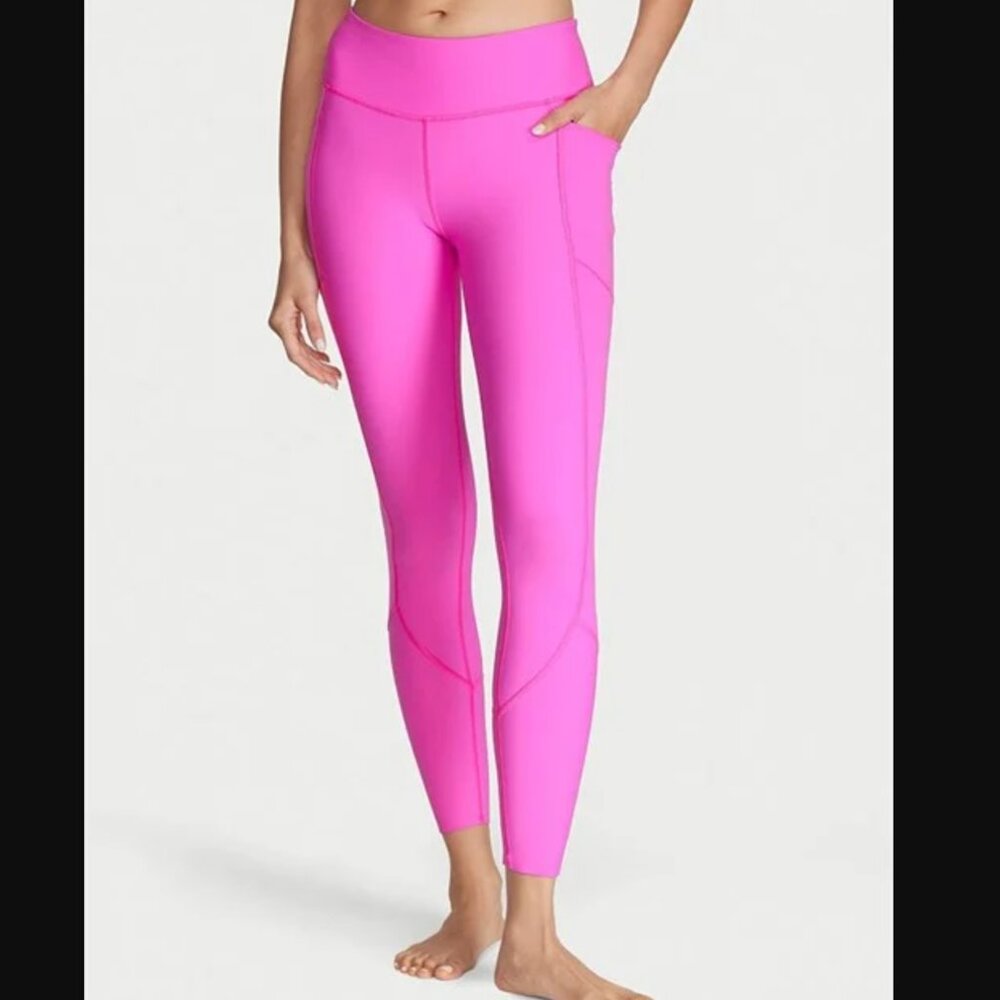 Victoria’s Secret Total Knockout Mid-Rise Leggings Pink Berry Size Small Gym - Picture 1 of 9